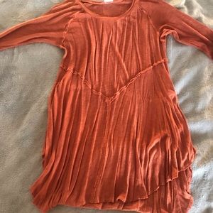 Free people burnt orange flowing 3/4 sleeve top